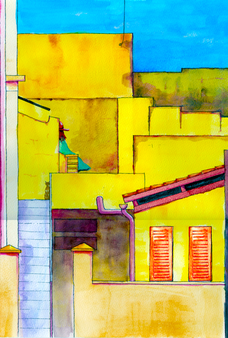 Illustration originale - Façade Soleil Collias - Crédit : Lison VÉDY CALVO façade soleil collias